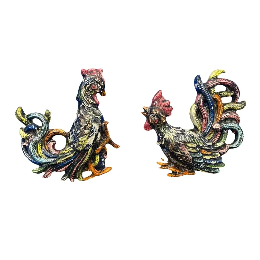 2 VNTG Wall‎ Hanging Roosters 8
